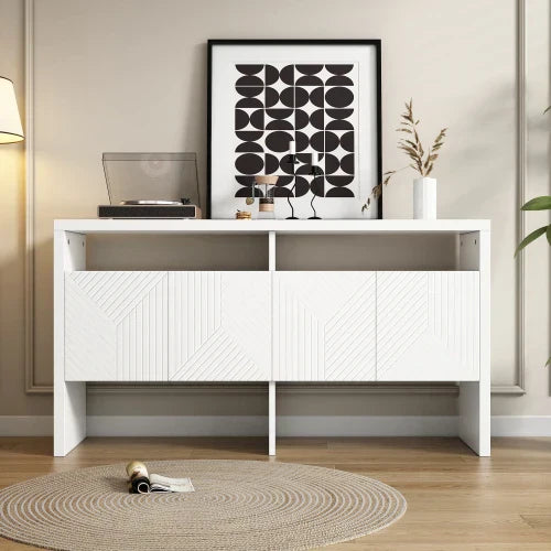 Buffet design moderne 140cm - 2 Compartiments Ouverts 4 Portes Noir ou blanc