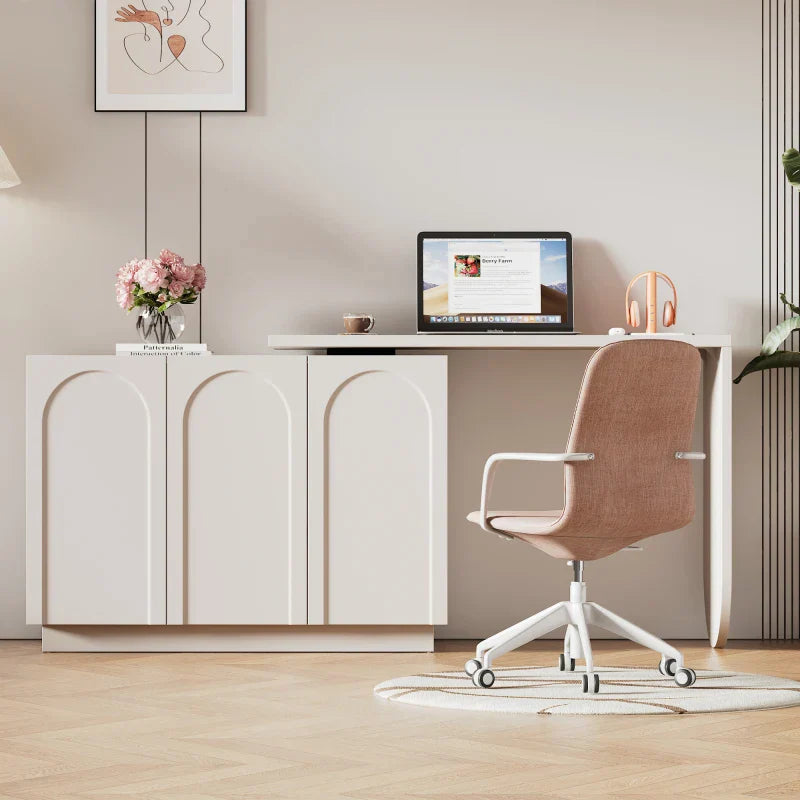 Bureau Angle L Pivotant 110cm - Rangement Blanc