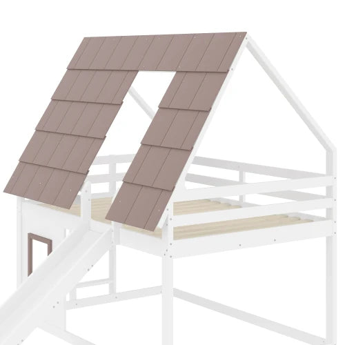 Lit Superposé Cabane 140x200cm Bois 210x264x193cm - Toit Échelle Sécurisé