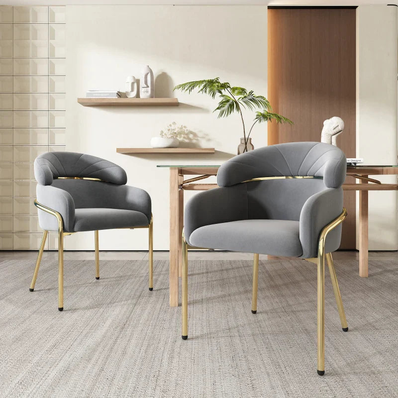 Chaise Salle à Manger Velours - Luxe 4 Pieds Métal Design Moderne Gris Sc158c5fd1f3448a6a8cfdae713f29a200