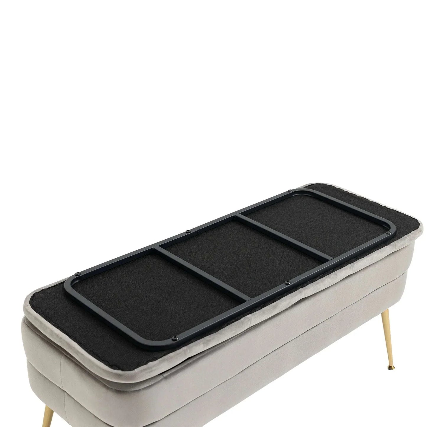 Velvet Bedside Bench with Storage - Gold Storage Footstool 104cm