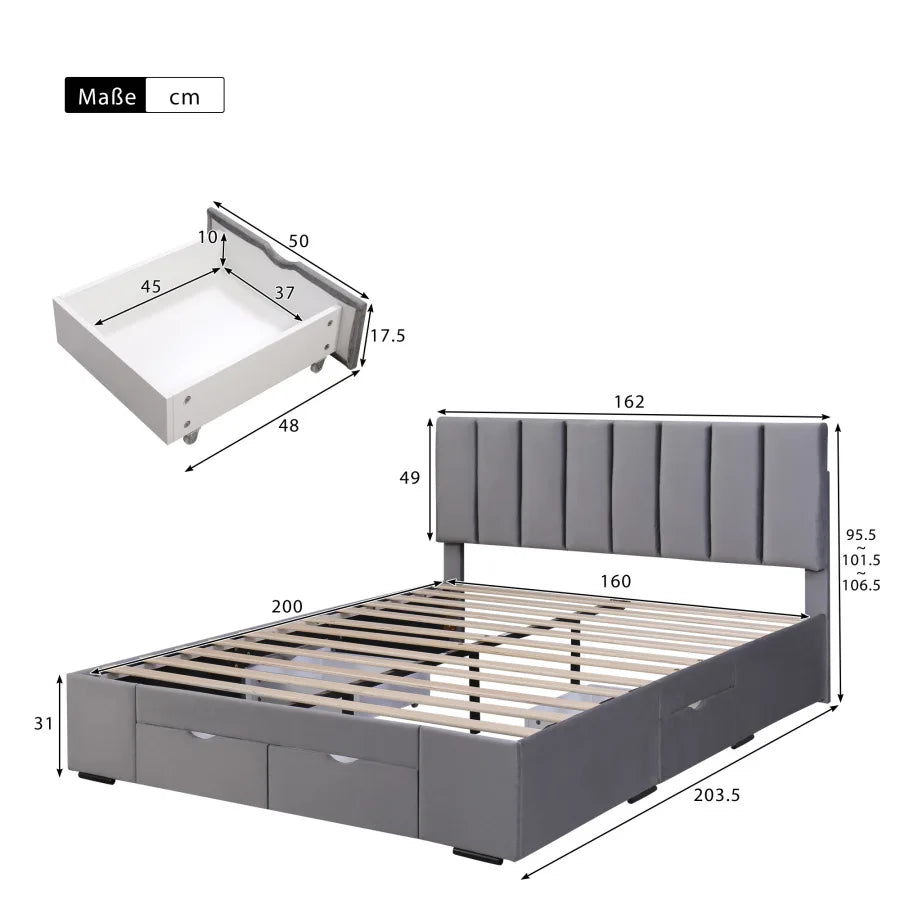 Lit rembourré en velours de 160 x 200 cm Sc7a9ea59f14a4350af6b9cddf5ccc460w