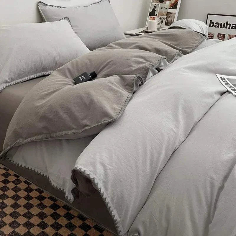 Luxury 3 Piece Duvet Cover Set - Premium Stitched Triangle Set