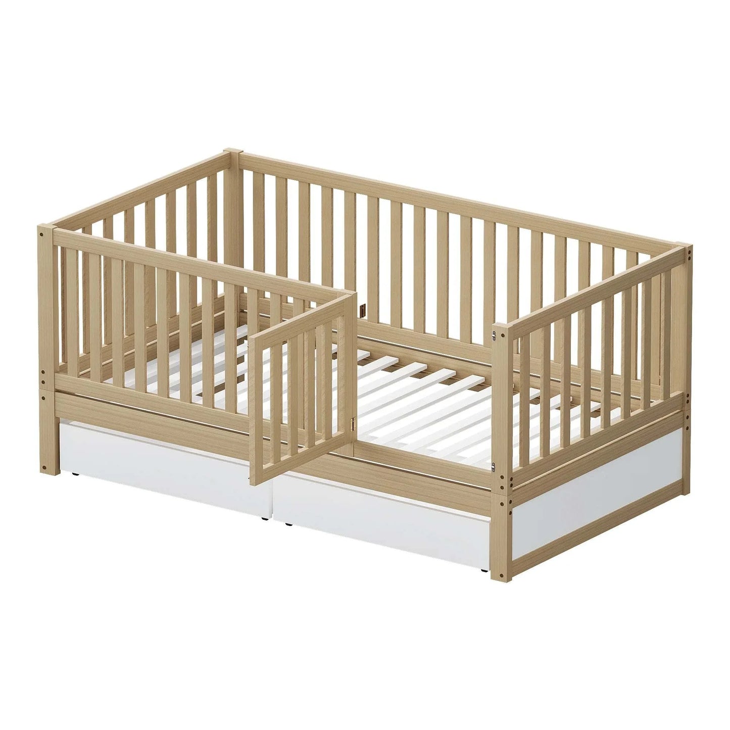 Children's bed 90x200 with storage drawers and removable barrier