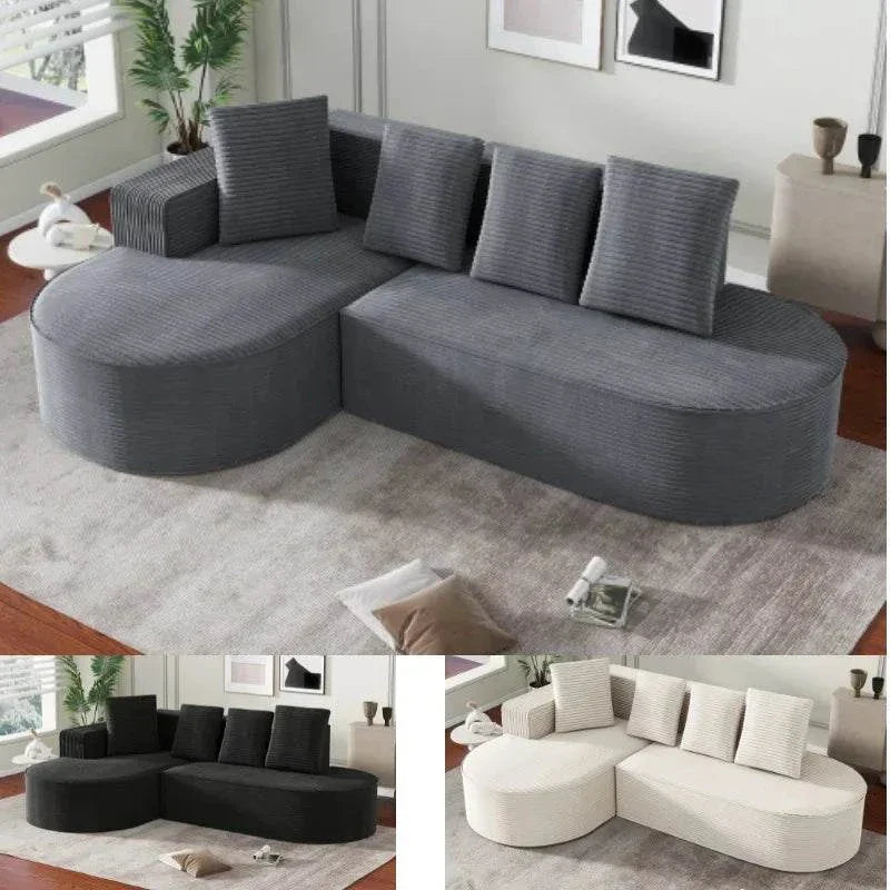 Modular sectional sofa with L-shape chaise in modern design and soft deep seating cushions