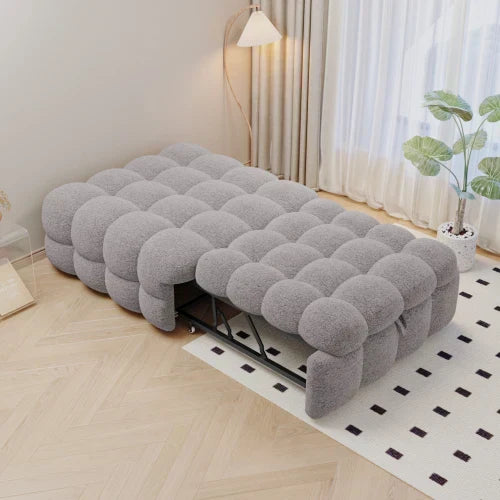 Canapé-Lit 3en1 Pouf - Tissu Teddy Convertible Beige/Rose/Gris Scd1b24b83acd44eb9165f29420e989897