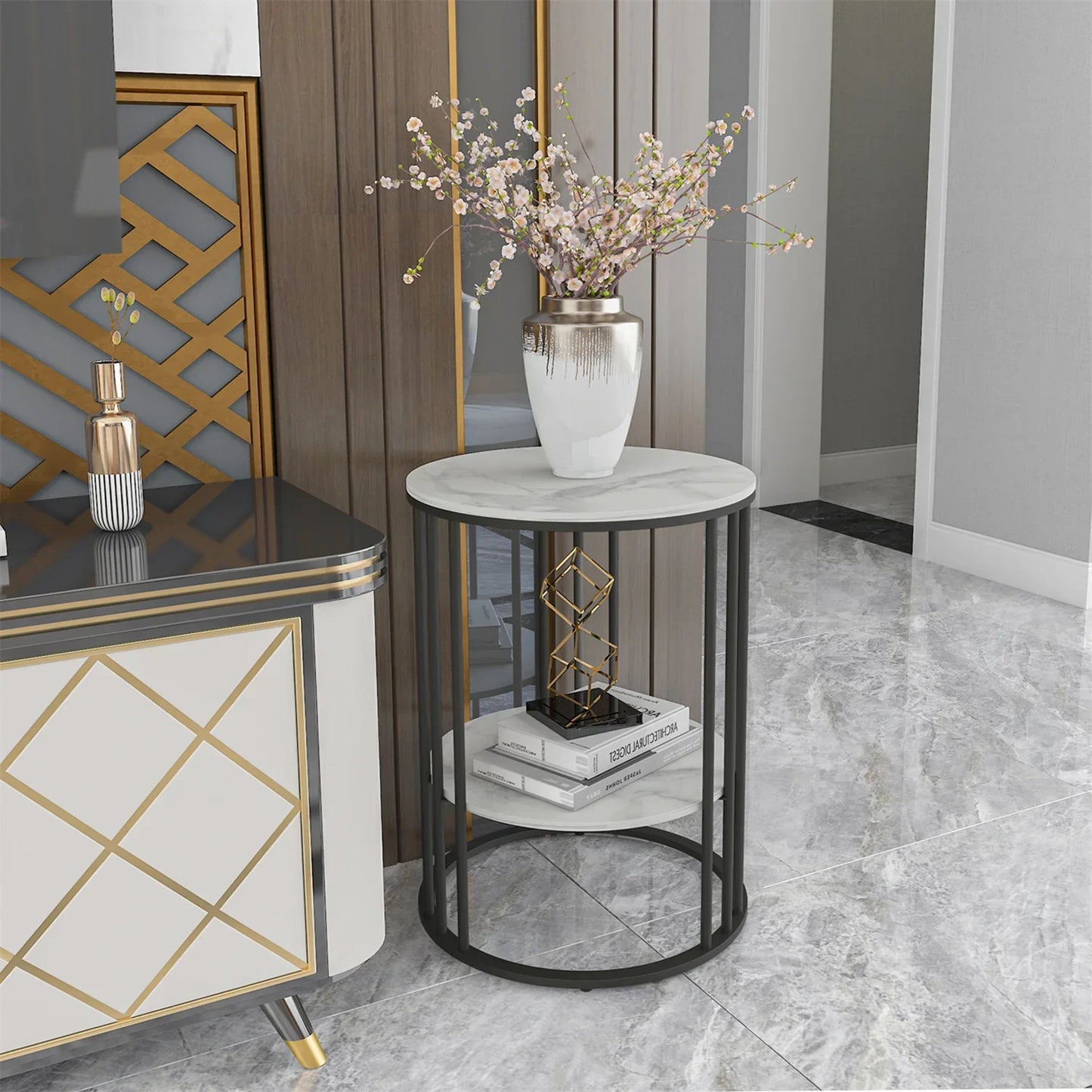 Table d'Appoint Élevée avec Plateau en Pierre Sinterisée Scd7505b29eab4919b4c08ae7aaa9fd09C