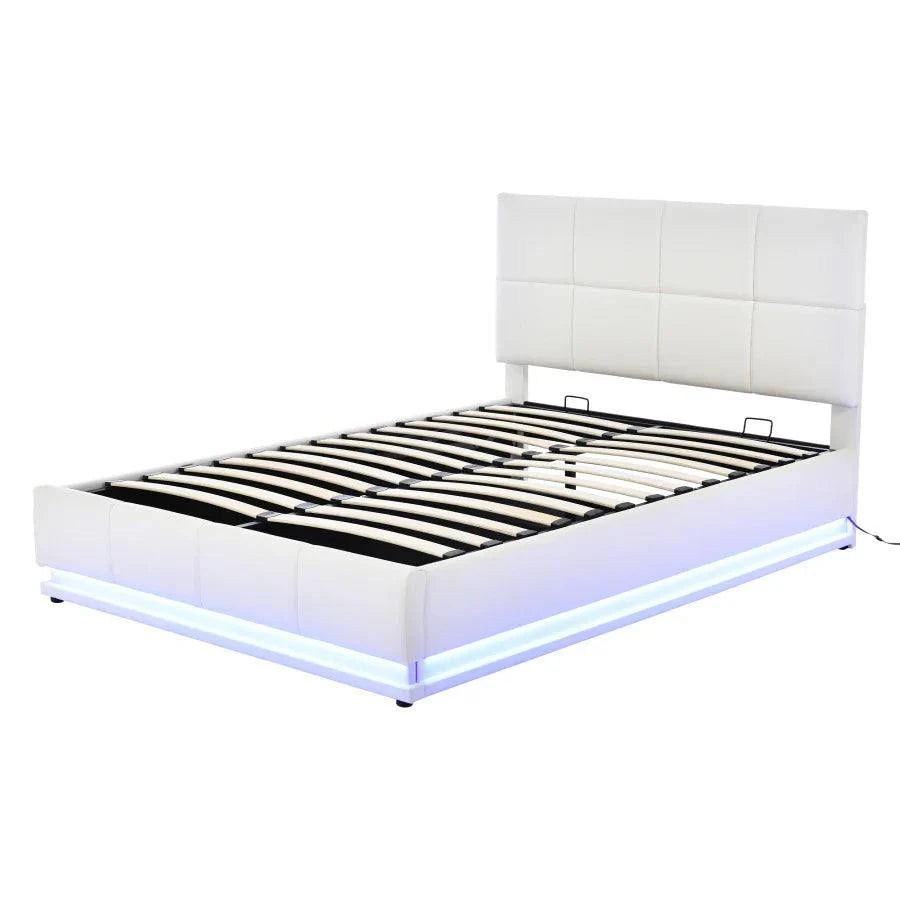 Lit double en cuir 140x200 cm, équipé d'un éclairage LED Sdb5c48121aa34d7fb922d6cc93454ab5S
