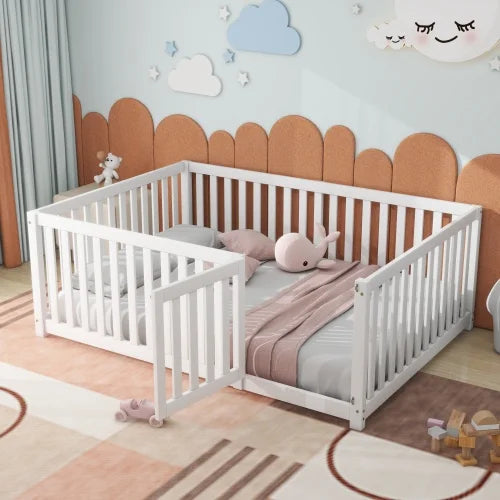 Cadre de Lit en Bois - Gris ou blanc - 140x200/90x20
