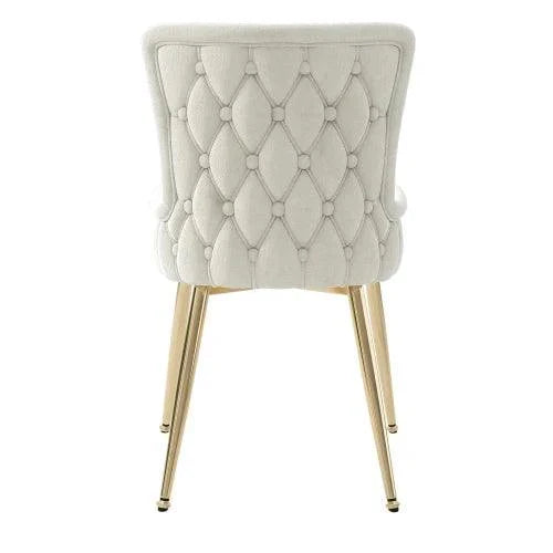Set of 2 Luxury Beige Velvet Chairs - Gold Metal Legs Modern Design Living Room