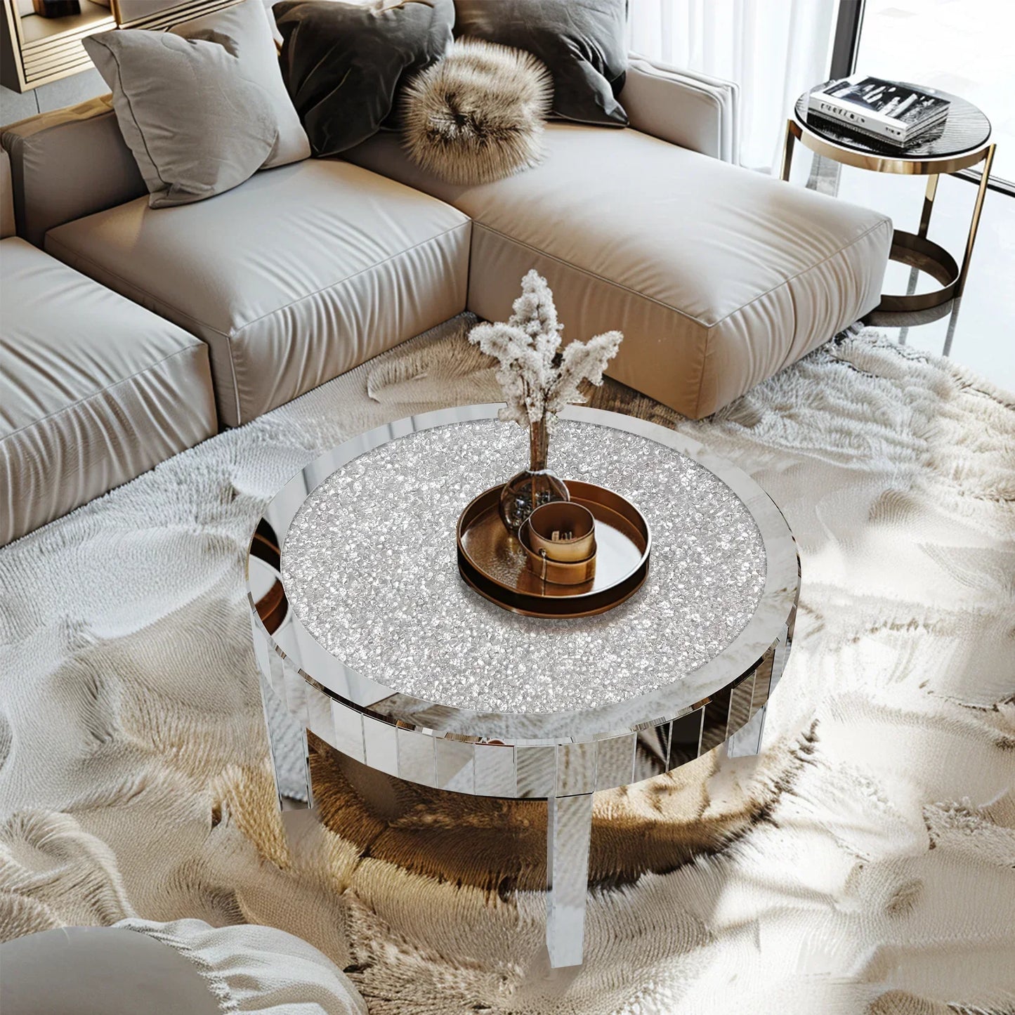 Table Basse Miroir avec Incrustation de Cristal Sfa48fb59e4024905a561e0f6fb41febc2