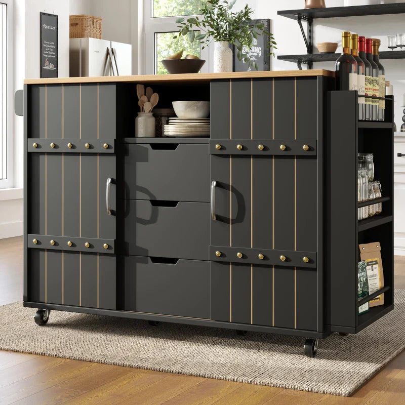 Table Mobile Portes Coulissantes Tiroirs Noir ou blanc