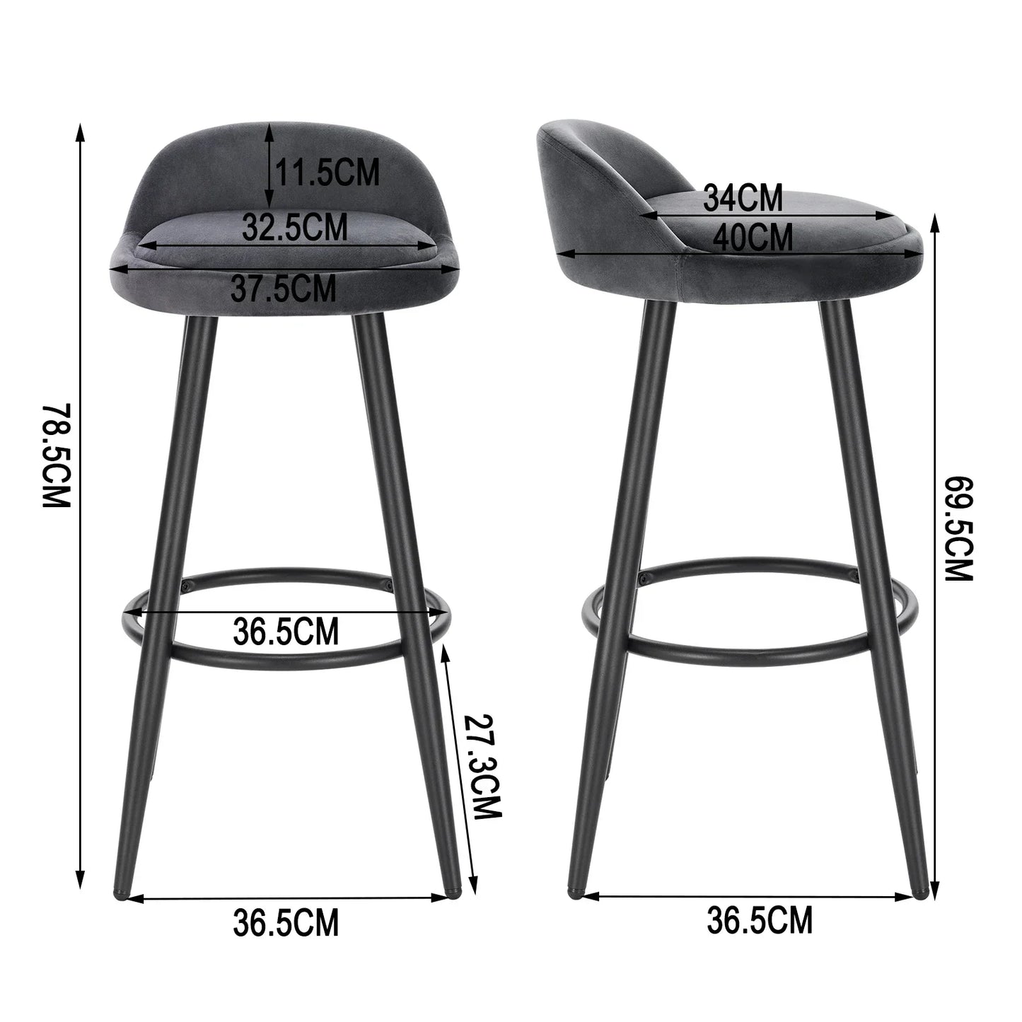 Tabourets de bar en velours - 2pc U52c996d994b24aaf9d179ac143830a0as