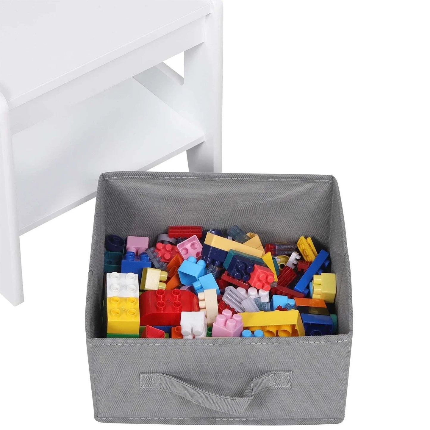 White Children's Desk + 2 Chairs | Storage Basket | Reversible Board | Preschool Age