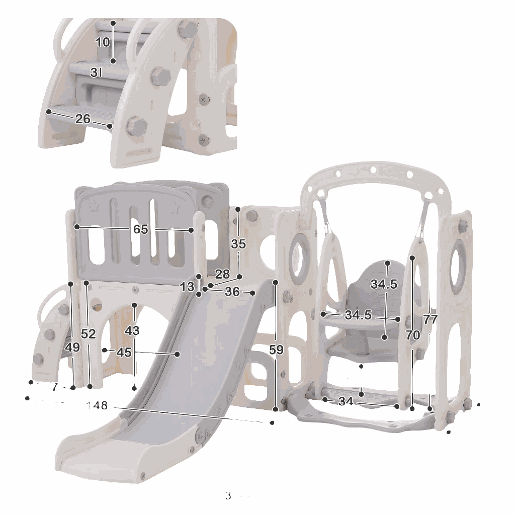 7-in-1 Complete Playground - Slide, Basketball Hoop, Climbing Frame for Kids