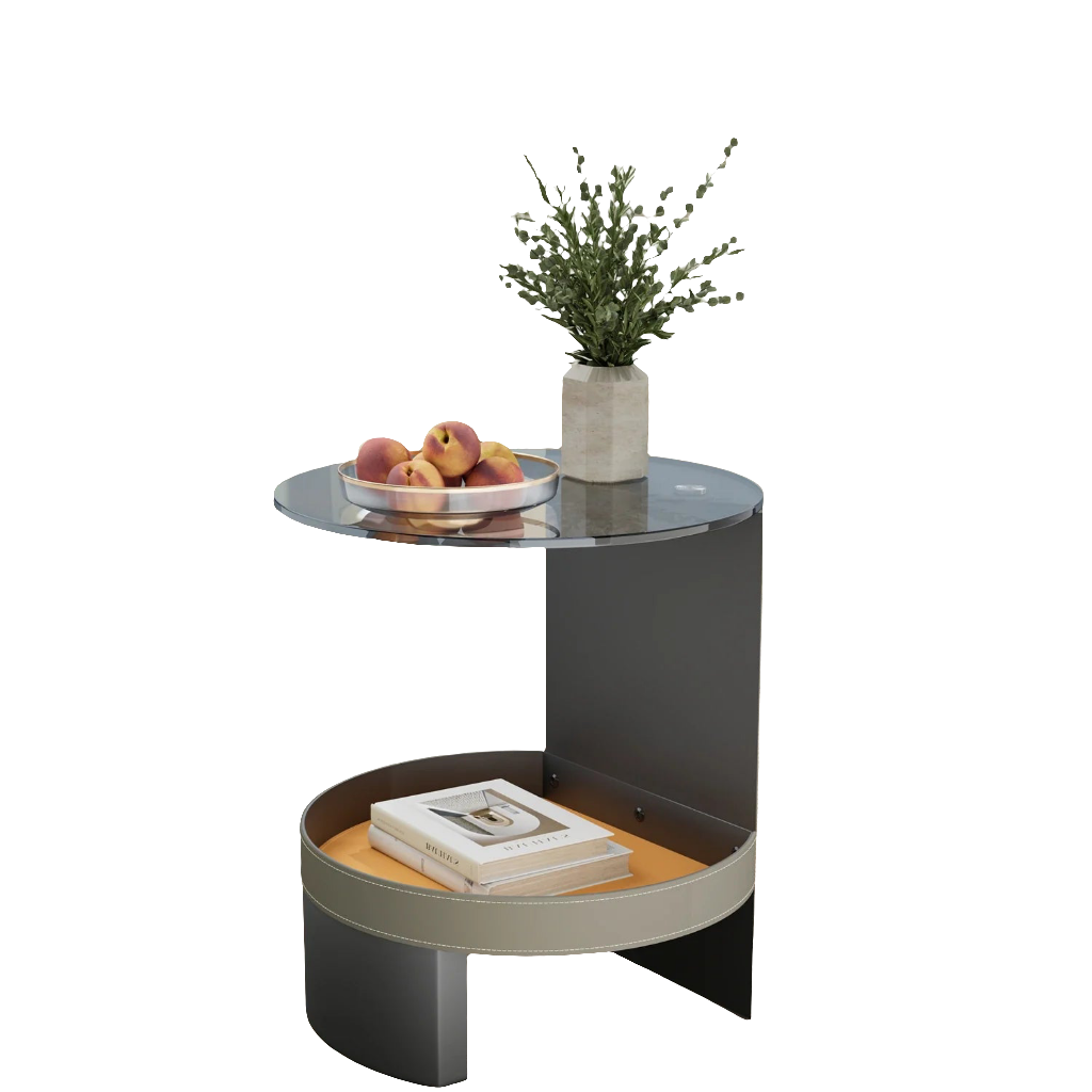 Tempered Glass Design Side Table 46x46x52cm - Modern Living Room Style