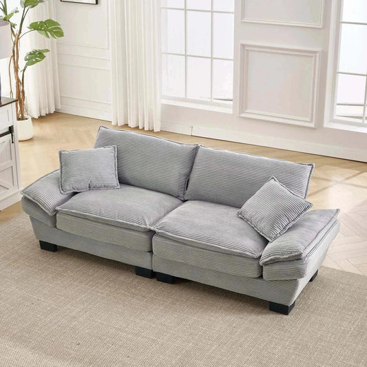 Canapé-Lit 2 Places in soft grey velvet with deep seating and modern design in a bright living room