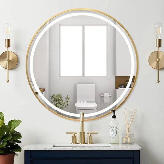 Miroir rond de Salle de Bain or avec Éclairage 