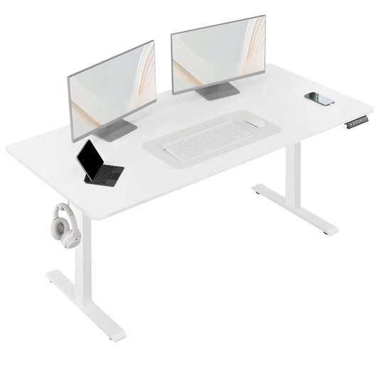 Bureau gaming Assis-Debout Électrique 100-160x60cm USB - Réglable 72-120cm blanc ou maron et noir. 