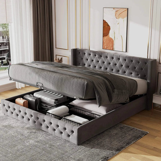 Lit Double Rembourré vintage 180 x 200 cm - 6 variantes 