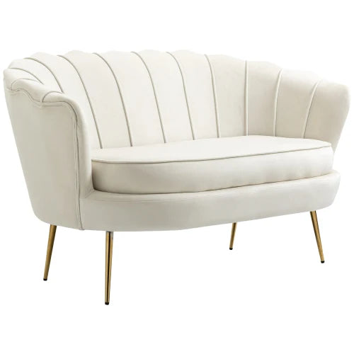 Canapé 2 places vintage chic en velours doux 
