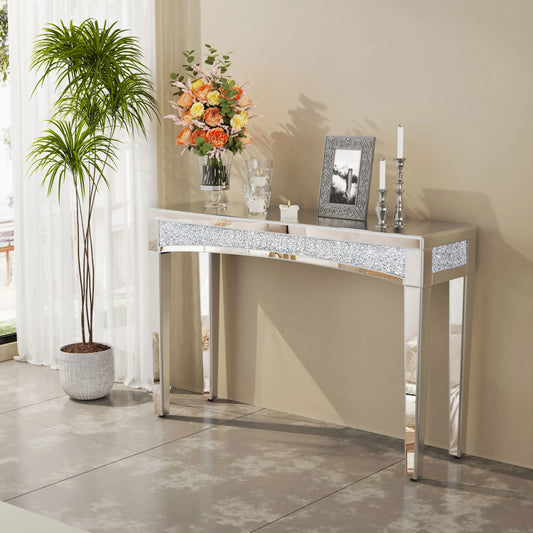 Table Console Miroir 47,2" avec Incrustation en Cristal S3502d3b0300a4f4f9c0dffd857c2773fH