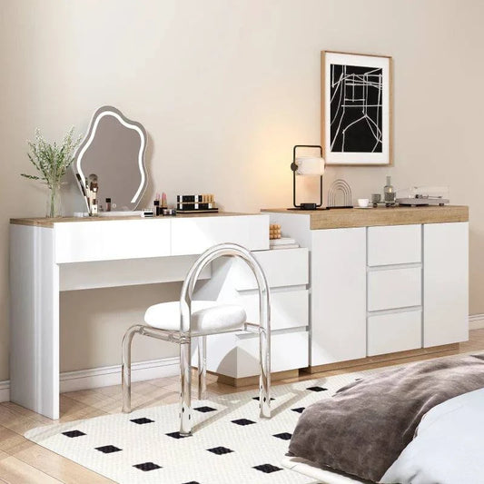 Ensemble coiffeuse -Rangement Chêne Blanc - dcor 
