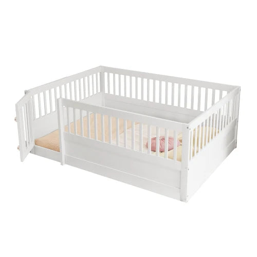 Lit Enfant Cabane 140x200 - Cadre Bois Grille Porte Blanc/Gris S42c32f48a250462ab0e0b088f94d1605M