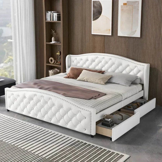 Lit Double Rembourré vintage 180 x 200 cm - 6 variantes 
