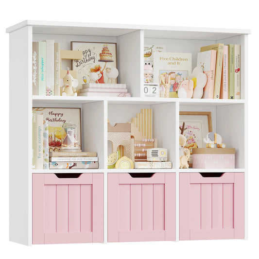 Étagère pour enfant rose - Meuble Rangement 6 Compartiments S5e25b30a2f1c4470b8b2ee1ad2f22ffaJ