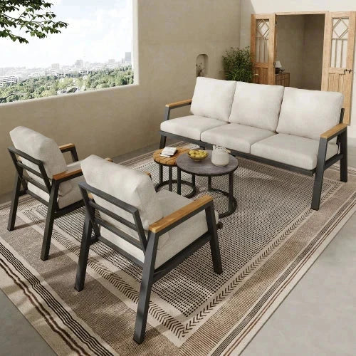 Salon de Jardin Gris - Canapés + Tables Basses Acier Galvanisé S62c7448fa2204d968100eec2665a3664H