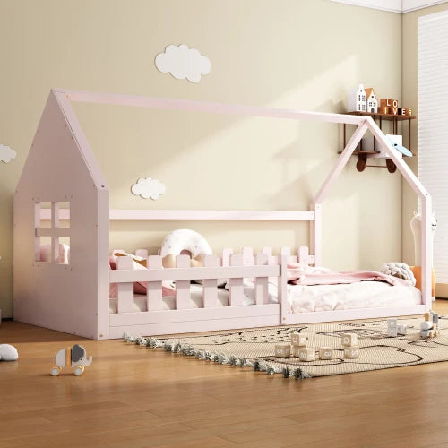Lit cabane rose Enfant design maison 