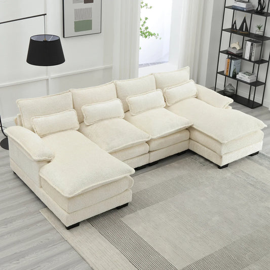 Canapé U en velours beige S919c4667d1934308801a13186c1bc2ccf
