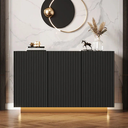 Buffet LED Intelligent - Éclairage Bluetooth Effet Marbre Noir 