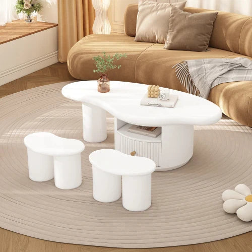 Table Basse blanche Nuage avec Tiroir - Design - Blanc Laqué Sc00f39b8d4e44c7e8087026486e8d05aR