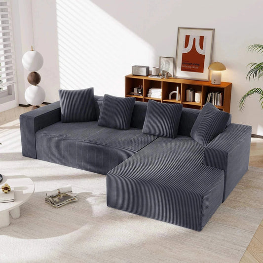 Modular Cloud Sofa L Shape + Cushions | Low Lounge Chair | Modern Upholstered Living Room