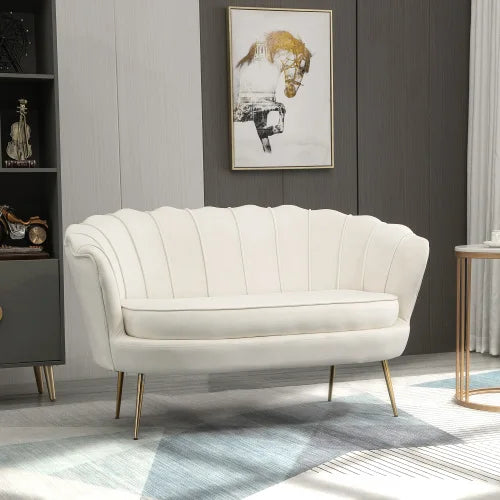 Canapé 2 places vintage chic en velours doux 