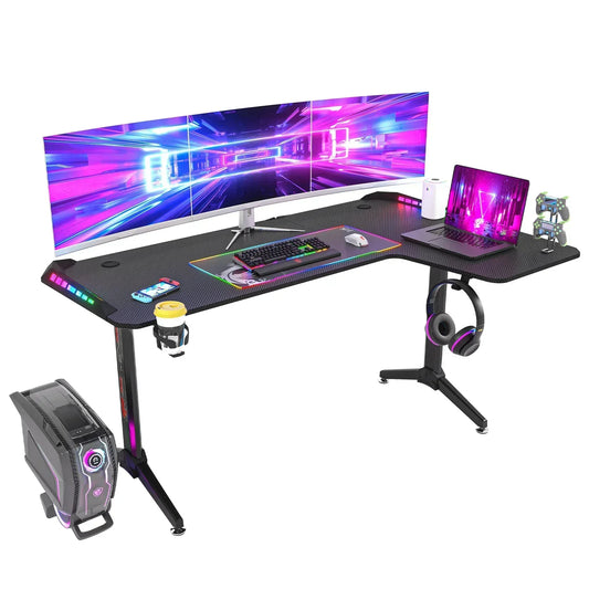 Bureau Gaming XXL Forme L 160x100x75cm RGB LED - Support 3 Écrans 24 Sd5445c596b3748d79aeeec7253e7010f7