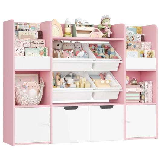 Meuble de rangement Enfant rose et blanc Multifonction - 13 Compartiments Sd7ea7f9eb8834072b39bf5f10a0e8a1a2