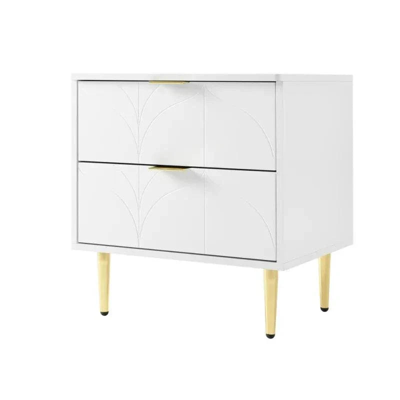 Modern Bedside Tables x2 - Silent Drawers Gold Legs Floral Pattern