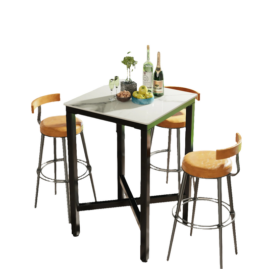 High Marble Bar Table 70x70x105cm Square 4 People - 3 Colors